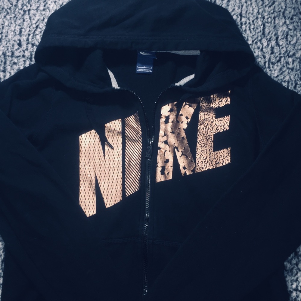 Nike foil logo spell out rosegold metallic jacket